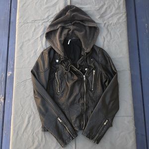 Free People Vegan Leather Moto Jacket, size 10